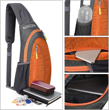 Small Shoulder Bag, Crossbody Bag, Crossbody Backpack, Anti-Theft Outdoor Backpack, Grey/Orange, S, Sling Backpacks | Durable Nylon Lightweight Sling Bag, Multi-Compartment, Adjustable Strap Chest Shoulder Bags Hiking Sports(Grey/Orange)