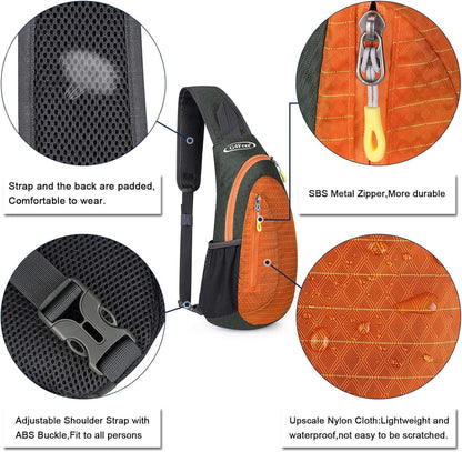 Small Shoulder Bag, Crossbody Bag, Crossbody Backpack, Anti-Theft Outdoor Backpack, Grey/Orange, S, Sling Backpacks | Durable Nylon Lightweight Sling Bag, Multi-Compartment, Adjustable Strap Chest Shoulder Bags Hiking Sports(Grey/Orange)