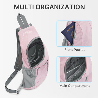 Small Shoulder Bag, Crossbody Bag, Crossbody Backpack, Anti-Theft Outdoor Backpack, Grey/Orange, S, Sling Backpacks | Durable Nylon Lightweight Sling Bag, Multi-Compartment, Adjustable Strap Chest Shoulder Bags Hiking Sports(Grey/Orange)