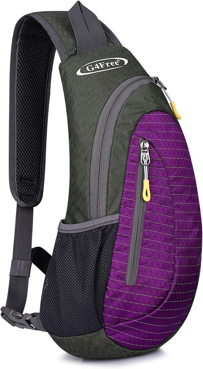Small Shoulder Bag, Crossbody Bag, Crossbody Backpack, Anti-Theft Outdoor Backpack, Grey/Orange, S, Sling Backpacks | Durable Nylon Lightweight Sling Bag, Multi-Compartment, Adjustable Strap Chest Shoulder Bags Hiking Sports(Grey/Orange)
