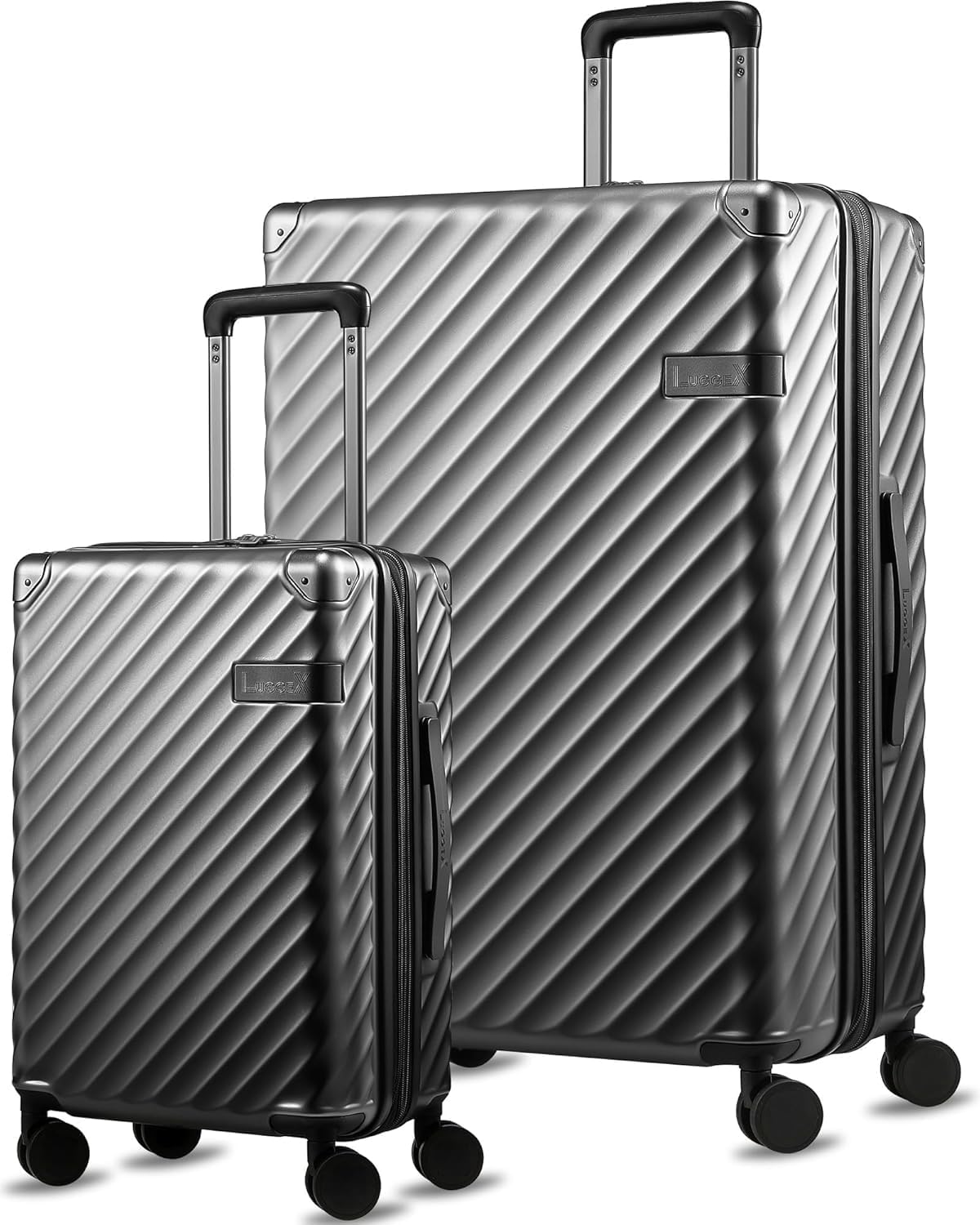 LUGGEX Carry On Luggage 22x14x9 Airline Approved, KVC Expandable Polycarbonate Hard Shell Suitcase for Travelling (EX-Core, Charcoal Metallic, 20 Inch, 40L-44L)