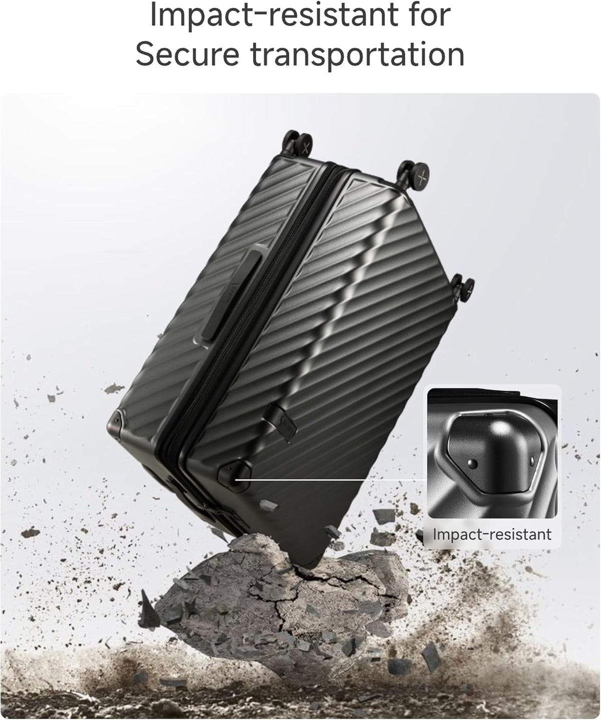 LUGGEX Carry On Luggage 22x14x9 Airline Approved, KVC Expandable Polycarbonate Hard Shell Suitcase for Travelling (EX-Core, Charcoal Metallic, 20 Inch, 40L-44L)