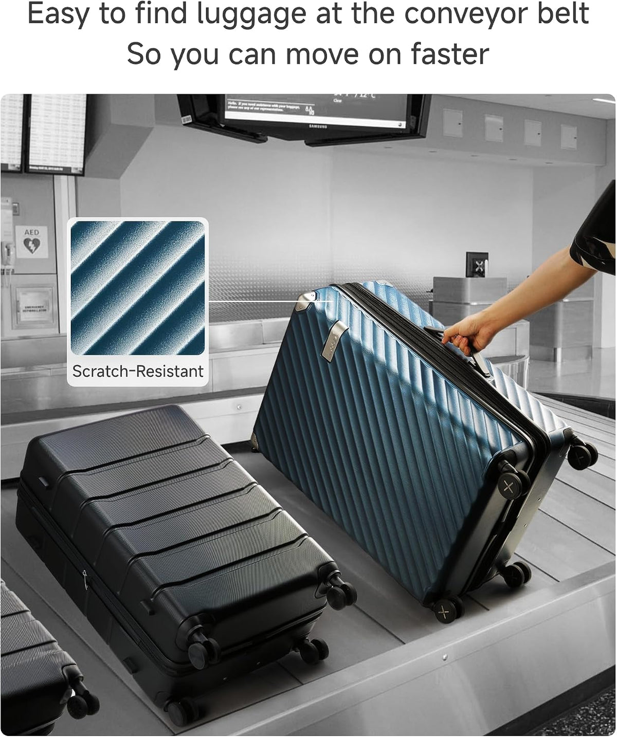 LUGGEX Carry On Luggage 22x14x9 Airline Approved, KVC Expandable Polycarbonate Hard Shell Suitcase for Travelling (EX-Core, Charcoal Metallic, 20 Inch, 40L-44L)