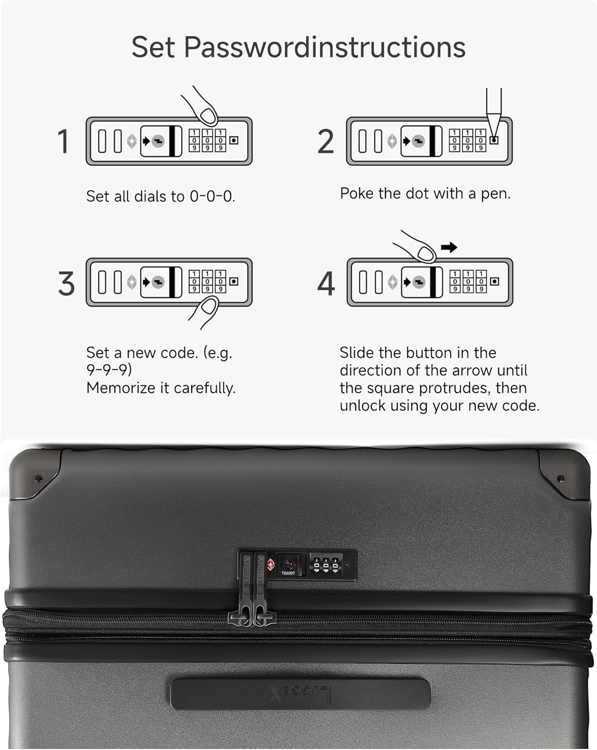 LUGGEX Carry On Luggage 22x14x9 Airline Approved, KVC Expandable Polycarbonate Hard Shell Suitcase for Travelling (EX-Core, Charcoal Metallic, 20 Inch, 40L-44L)