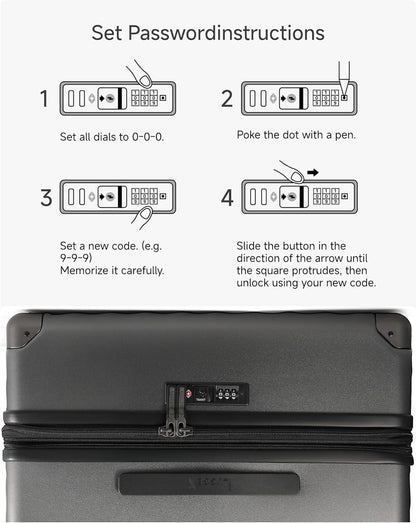 LUGGEX Carry On Luggage 22x14x9 Airline Approved, KVC Expandable Polycarbonate Hard Shell Suitcase for Travelling (EX-Core, Charcoal Metallic, 20 Inch, 40L-44L)