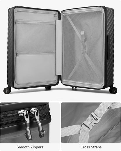 LUGGEX Carry On Luggage 22x14x9 Airline Approved, KVC Expandable Polycarbonate Hard Shell Suitcase for Travelling (EX-Core, Charcoal Metallic, 20 Inch, 40L-44L)