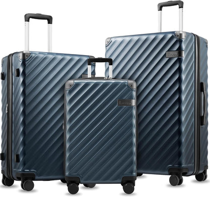 LUGGEX Carry On Luggage 22x14x9 Airline Approved, KVC Expandable Polycarbonate Hard Shell Suitcase for Travelling (EX-Core, Charcoal Metallic, 20 Inch, 40L-44L)