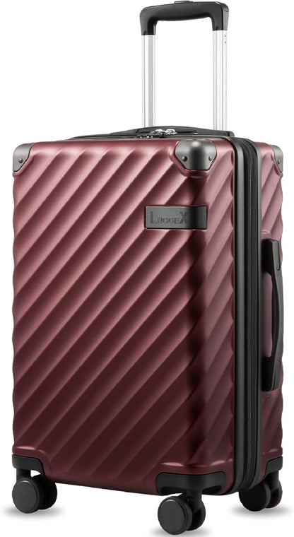 LUGGEX Carry On Luggage 22x14x9 Airline Approved, KVC Expandable Polycarbonate Hard Shell Suitcase for Travelling (EX-Core, Charcoal Metallic, 20 Inch, 40L-44L)