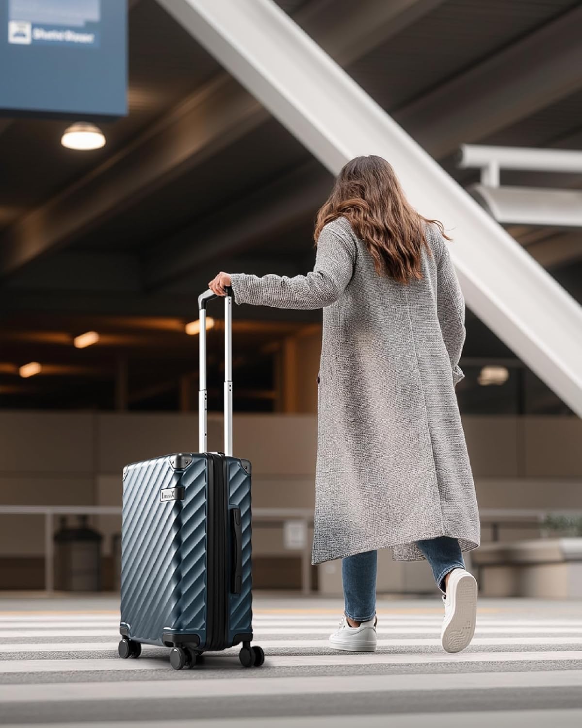 LUGGEX Carry On Luggage 22x14x9 Airline Approved, KVC Expandable Polycarbonate Hard Shell Suitcase for Travelling (EX-Core, Charcoal Metallic, 20 Inch, 40L-44L)
