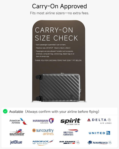 LUGGEX Carry On Luggage 22x14x9 Airline Approved, KVC Expandable Polycarbonate Hard Shell Suitcase for Travelling (EX-Core, Charcoal Metallic, 20 Inch, 40L-44L)
