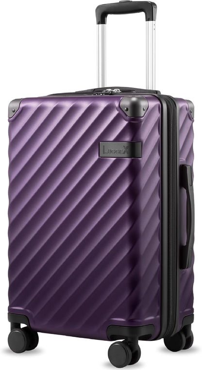 LUGGEX Carry On Luggage 22x14x9 Airline Approved, KVC Expandable Polycarbonate Hard Shell Suitcase for Travelling (EX-Core, Charcoal Metallic, 20 Inch, 40L-44L)