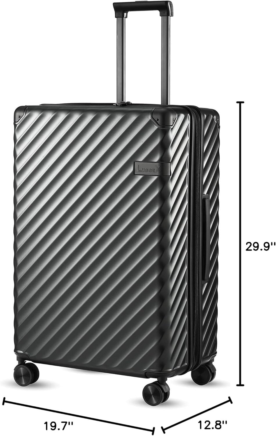 LUGGEX Carry On Luggage 22x14x9 Airline Approved, KVC Expandable Polycarbonate Hard Shell Suitcase for Travelling (EX-Core, Charcoal Metallic, 20 Inch, 40L-44L)