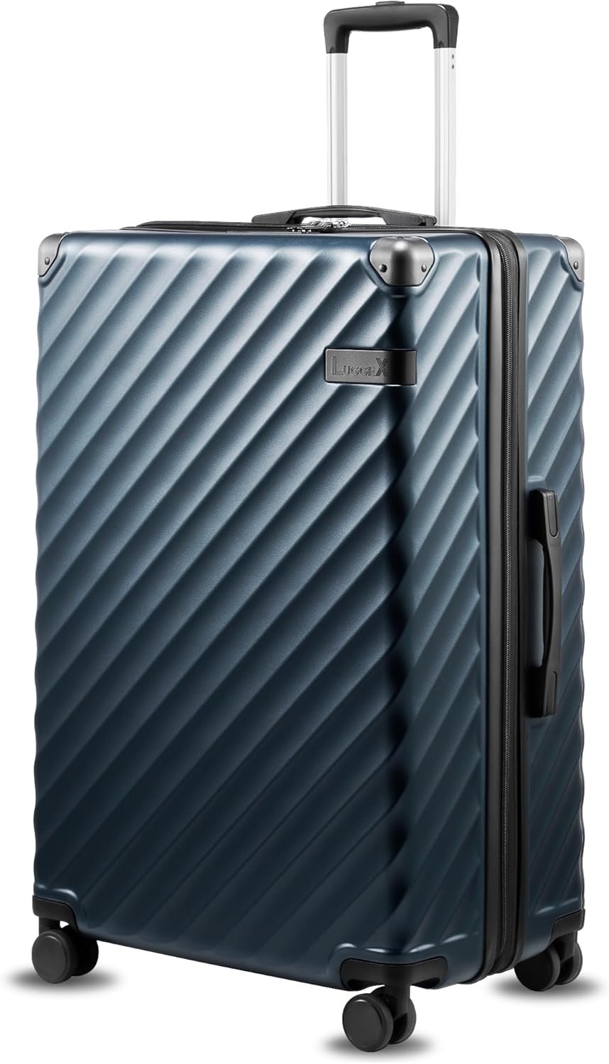 LUGGEX Carry On Luggage 22x14x9 Airline Approved, KVC Expandable Polycarbonate Hard Shell Suitcase for Travelling (EX-Core, Charcoal Metallic, 20 Inch, 40L-44L)
