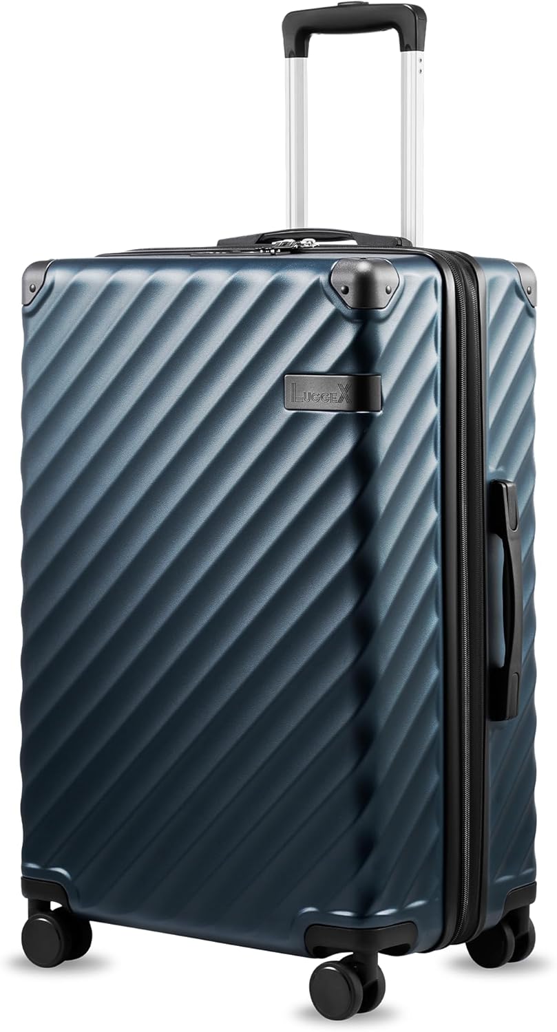 LUGGEX Carry On Luggage 22x14x9 Airline Approved, KVC Expandable Polycarbonate Hard Shell Suitcase for Travelling (EX-Core, Charcoal Metallic, 20 Inch, 40L-44L)