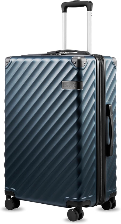 LUGGEX Carry On Luggage 22x14x9 Airline Approved, KVC Expandable Polycarbonate Hard Shell Suitcase for Travelling (EX-Core, Charcoal Metallic, 20 Inch, 40L-44L)