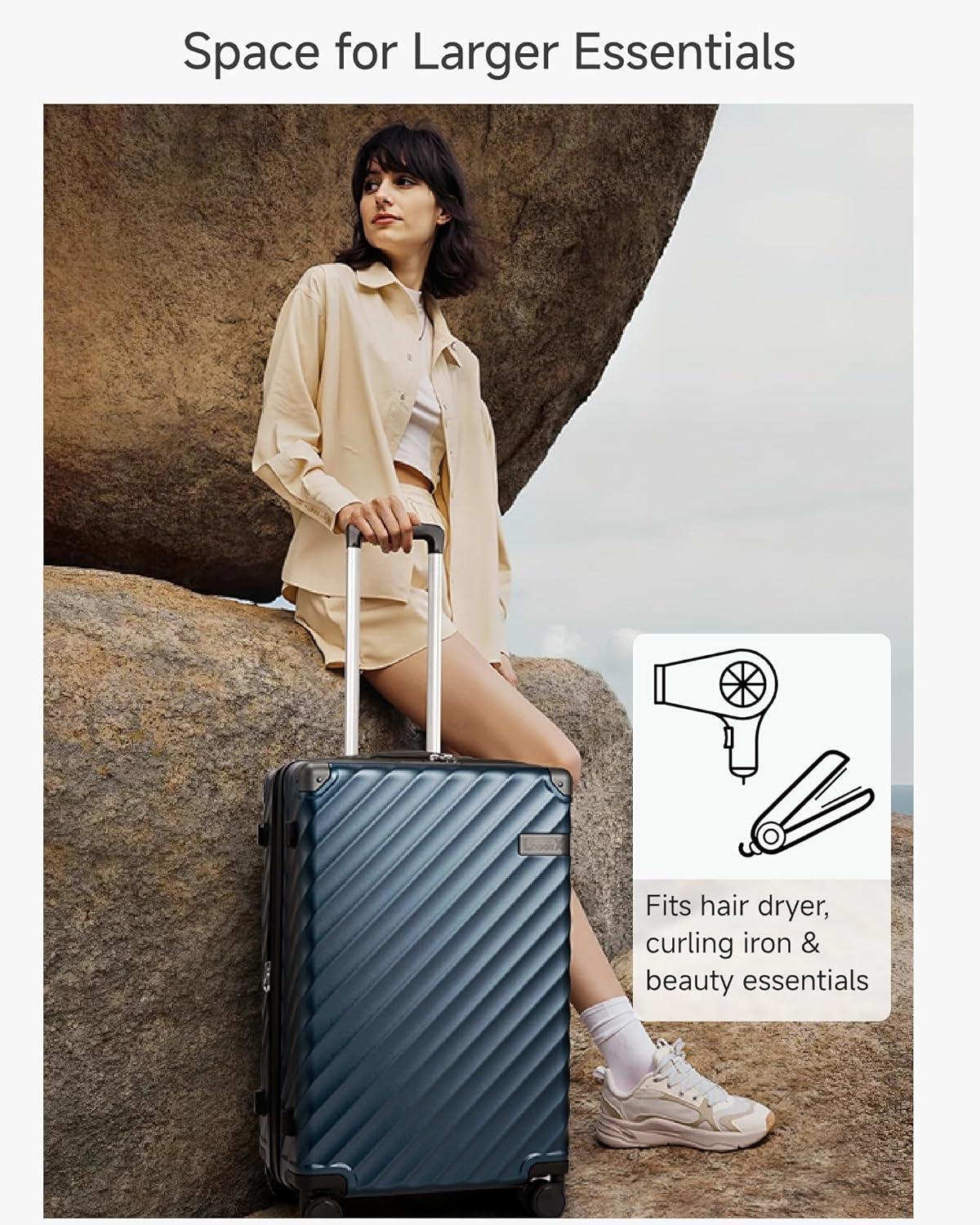 LUGGEX Carry On Luggage 22x14x9 Airline Approved, KVC Expandable Polycarbonate Hard Shell Suitcase for Travelling (EX-Core, Charcoal Metallic, 20 Inch, 40L-44L)