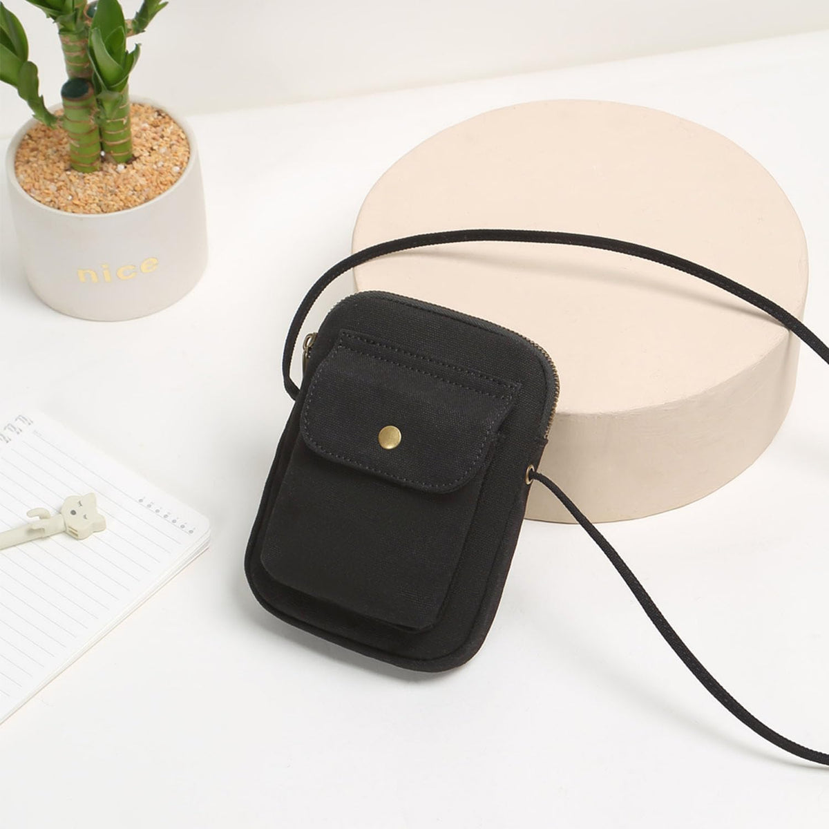 nylon Crossbody Lanyard Mobile Phone Bag Stylish Accessory With Adjustable Strap - Colors B