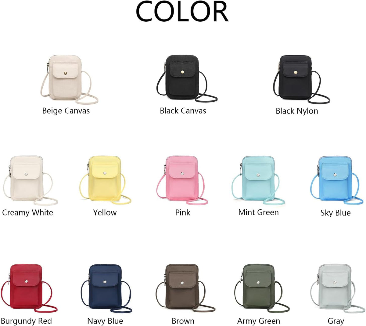 nylon Crossbody Lanyard Mobile Phone Bag Stylish Accessory With Adjustable Strap - Colors B