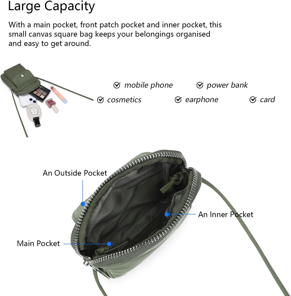 nylon Crossbody Lanyard Mobile Phone Bag Stylish Accessory With Adjustable Strap - Colors B