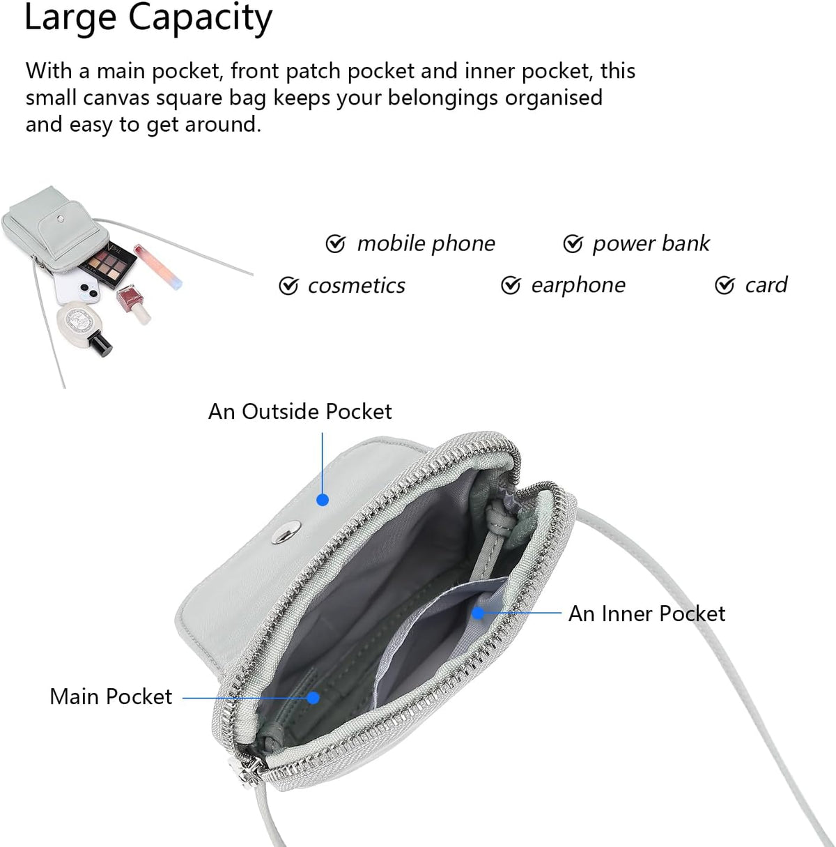 nylon Crossbody Lanyard Mobile Phone Bag Stylish Accessory With Adjustable Strap - Colors B