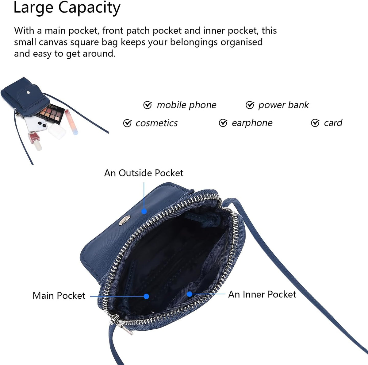 nylon Crossbody Lanyard Mobile Phone Bag Stylish Accessory With Adjustable Strap - Colors B