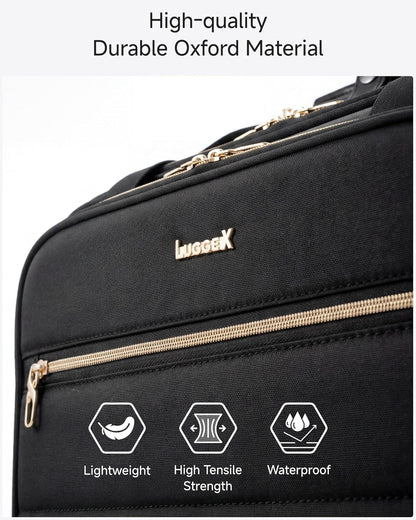 LUGGEX Rolling Laptop Bag with Wheels, 17.3" Soft Sided Laptop Rolling Briefcase with 4 Spinner Wheels - Lightweight Carry On for Business Travel Overnight (UX-Core, Black, 18 Inch)