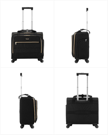 LUGGEX Rolling Laptop Bag with Wheels, 17.3" Soft Sided Laptop Rolling Briefcase with 4 Spinner Wheels - Lightweight Carry On for Business Travel Overnight (UX-Core, Black, 18 Inch)