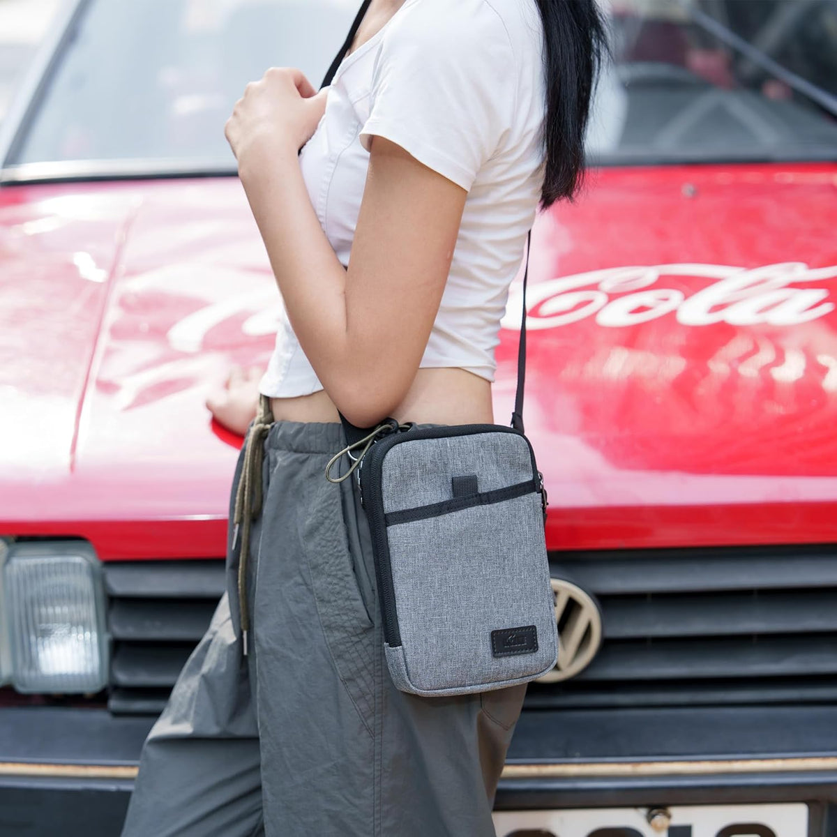Travel Dual Phone Holster Waist Crossbody Bag Fits 4.5-6.7" Phone | dual zipper pockets, holds 2 phones, Belt crossbody carry, with Shoulder Strap for 4.5-6.8 Inch 17 16 15 Pro Max 26 S25 phone