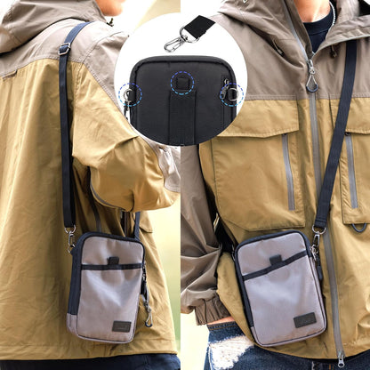 Travel Dual Phone Holster Waist Crossbody Bag Fits 4.5-6.7" Phone | dual zipper pockets, holds 2 phones, Belt crossbody carry, with Shoulder Strap for 4.5-6.8 Inch 17 16 15 Pro Max 26 S25 phone