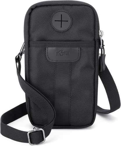 Travel Dual Phone Holster Waist Crossbody Bag Fits 4.5-6.7" Phone | dual zipper pockets, holds 2 phones, Belt crossbody carry, with Shoulder Strap for 4.5-6.8 Inch 17 16 15 Pro Max 26 S25 phone