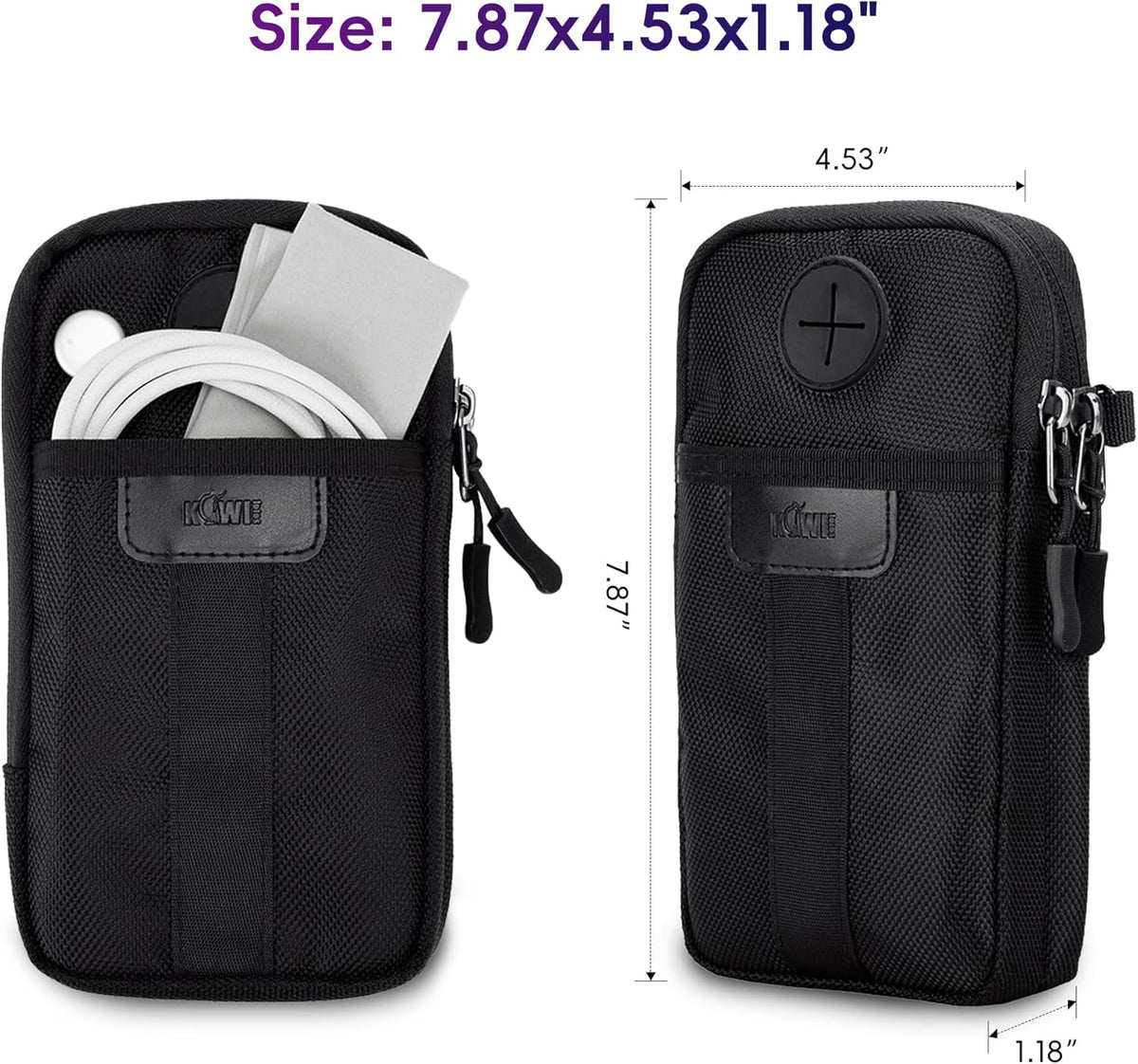 Travel Dual Phone Holster Waist Crossbody Bag Fits 4.5-6.7" Phone | dual zipper pockets, holds 2 phones, Belt crossbody carry, with Shoulder Strap for 4.5-6.8 Inch 17 16 15 Pro Max 26 S25 phone
