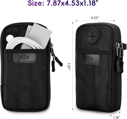 Travel Dual Phone Holster Waist Crossbody Bag Fits 4.5-6.7" Phone | dual zipper pockets, holds 2 phones, Belt crossbody carry, with Shoulder Strap for 4.5-6.8 Inch 17 16 15 Pro Max 26 S25 phone