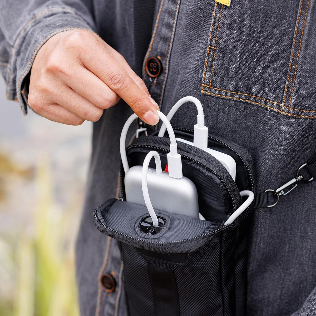 Travel Dual Phone Holster Waist Crossbody Bag Fits 4.5-6.7" Phone | dual zipper pockets, holds 2 phones, Belt crossbody carry, with Shoulder Strap for 4.5-6.8 Inch 17 16 15 Pro Max 26 S25 phone