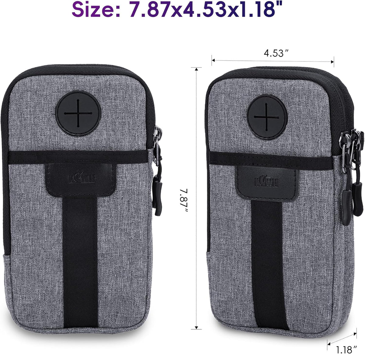Travel Dual Phone Holster Waist Crossbody Bag Fits 4.5-6.7" Phone | dual zipper pockets, holds 2 phones, Belt crossbody carry, with Shoulder Strap for 4.5-6.8 Inch 17 16 15 Pro Max 26 S25 phone
