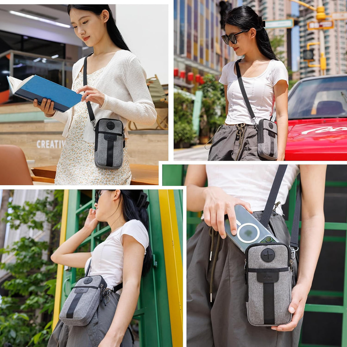 Travel Dual Phone Holster Waist Crossbody Bag Fits 4.5-6.7" Phone | dual zipper pockets, holds 2 phones, Belt crossbody carry, with Shoulder Strap for 4.5-6.8 Inch 17 16 15 Pro Max 26 S25 phone