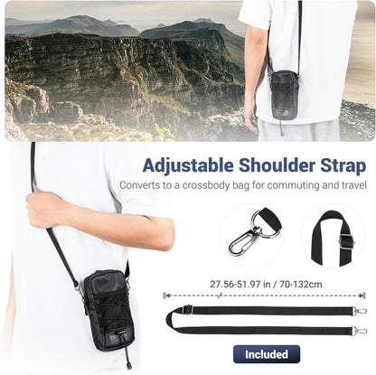 Travel Dual Phone Holster Waist Crossbody Bag Fits 4.5-6.7" Phone | dual zipper pockets, holds 2 phones, Belt crossbody carry, with Shoulder Strap for 4.5-6.8 Inch 17 16 15 Pro Max 26 S25 phone
