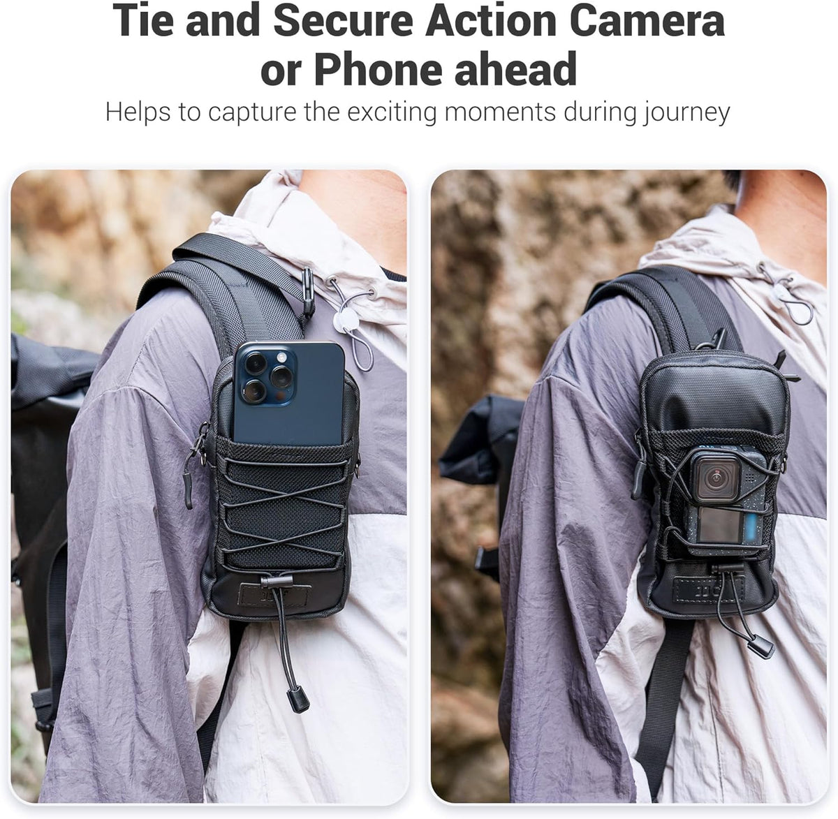 Travel Dual Phone Holster Waist Crossbody Bag Fits 4.5-6.7" Phone | dual zipper pockets, holds 2 phones, Belt crossbody carry, with Shoulder Strap for 4.5-6.8 Inch 17 16 15 Pro Max 26 S25 phone