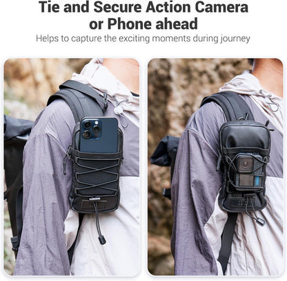 Travel Dual Phone Holster Waist Crossbody Bag Fits 4.5-6.7" Phone | dual zipper pockets, holds 2 phones, Belt crossbody carry, with Shoulder Strap for 4.5-6.8 Inch 17 16 15 Pro Max 26 S25 phone