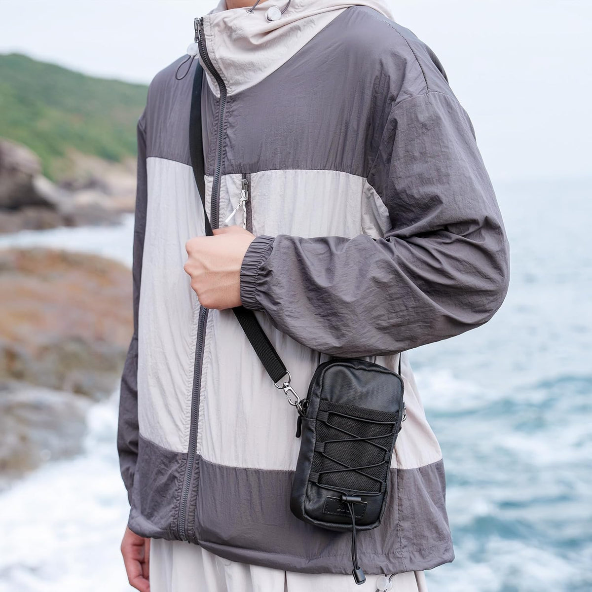 Travel Dual Phone Holster Waist Crossbody Bag Fits 4.5-6.7" Phone | dual zipper pockets, holds 2 phones, Belt crossbody carry, with Shoulder Strap for 4.5-6.8 Inch 17 16 15 Pro Max 26 S25 phone