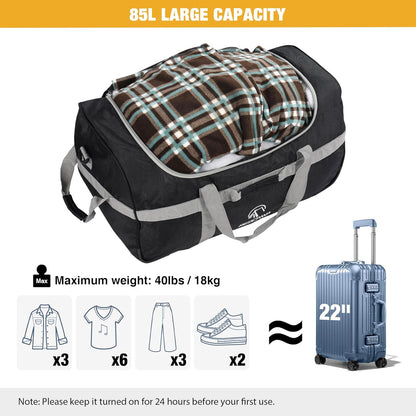 85L/120L/140L Foldable Duffle Bag with Wheels, Large Travel Duffel Bag