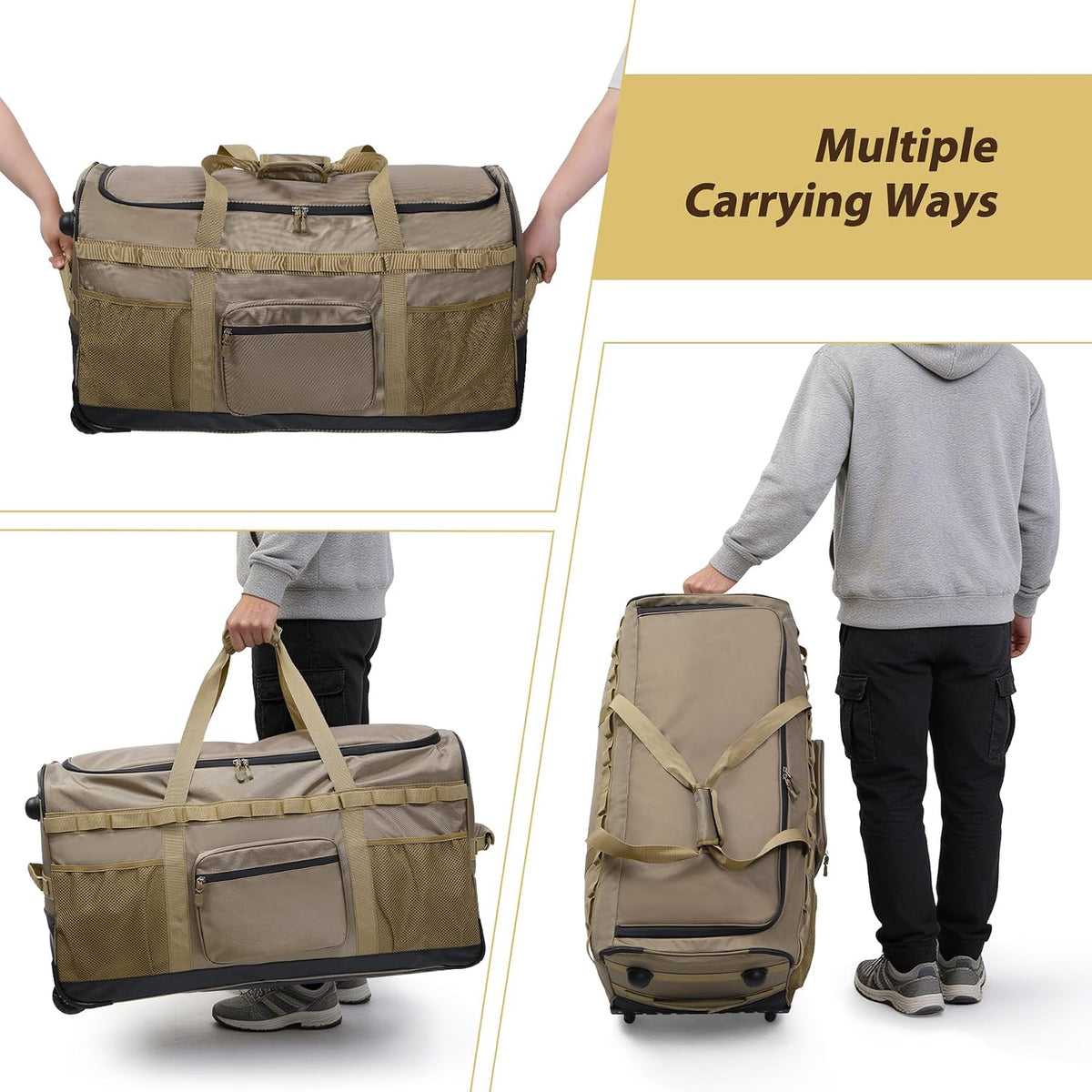 85L/120L/140L Foldable Duffle Bag with Wheels, Large Travel Duffel Bag