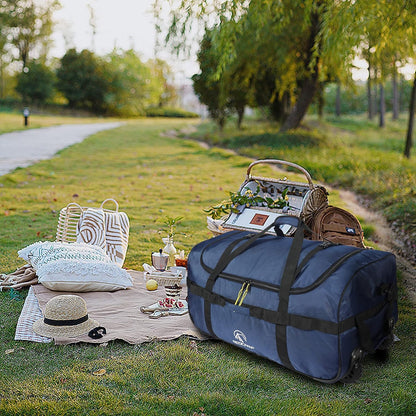 85L/120L/140L Foldable Duffle Bag with Wheels, Large Travel Duffel Bag