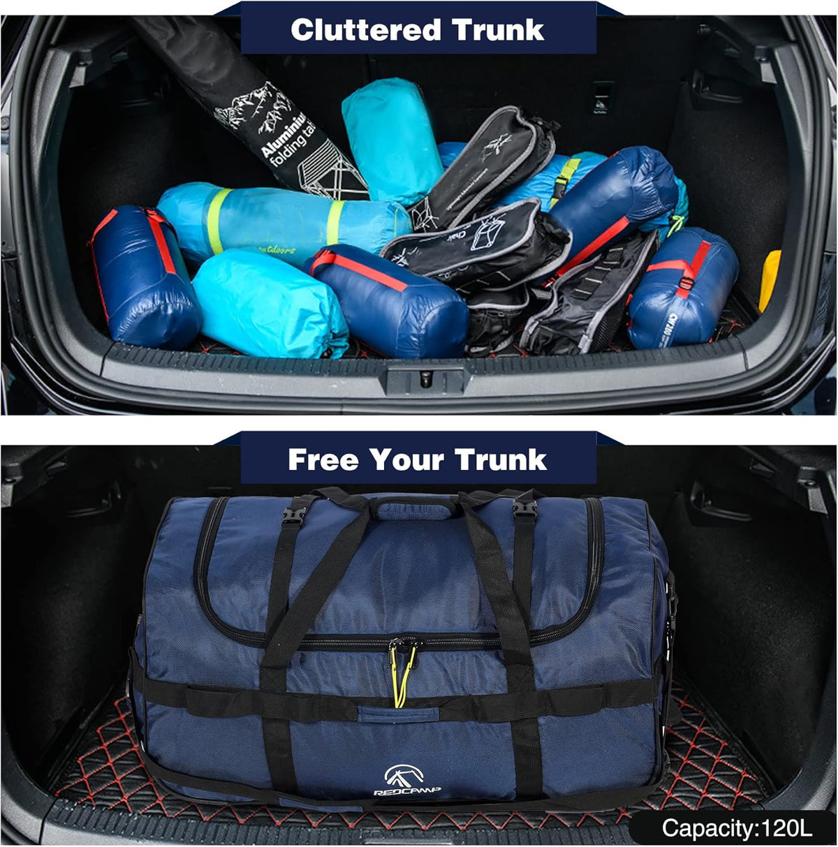 85L/120L/140L Foldable Duffle Bag with Wheels, Large Travel Duffel Bag