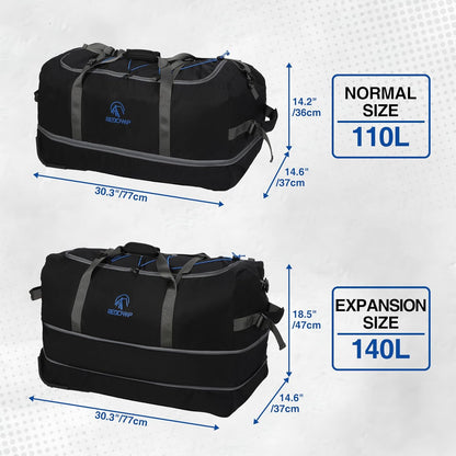 85L/120L/140L Foldable Duffle Bag with Wheels, Large Travel Duffel Bag