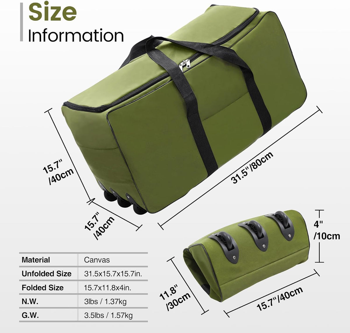 85L/120L/140L Foldable Duffle Bag with Wheels, Large Travel Duffel Bag