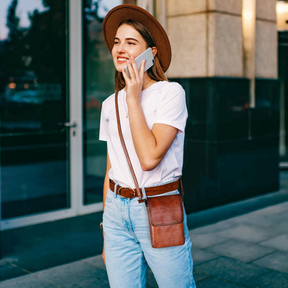 Rfid Blocking Small Crossbody Bag for Women Travel Classic Style | Genuine Leather，Adjustable Shoulder Strap,Fits 6.9" Phone,Anti-Theft Purse,Perfect for Daily Use and Weekend Travel