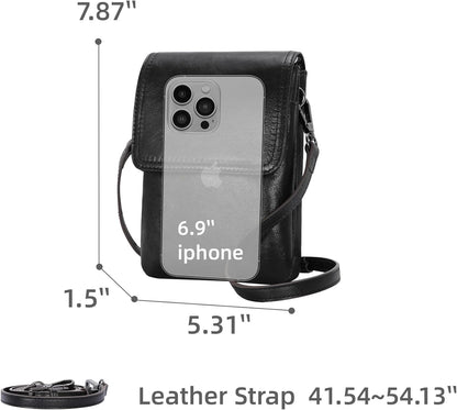 Rfid Blocking Small Crossbody Bag for Women Travel Classic Style | Genuine Leather，Adjustable Shoulder Strap,Fits 6.9" Phone,Anti-Theft Purse,Perfect for Daily Use and Weekend Travel