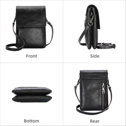 Rfid Blocking Small Crossbody Bag for Women Travel Classic Style | Genuine Leather，Adjustable Shoulder Strap,Fits 6.9" Phone,Anti-Theft Purse,Perfect for Daily Use and Weekend Travel