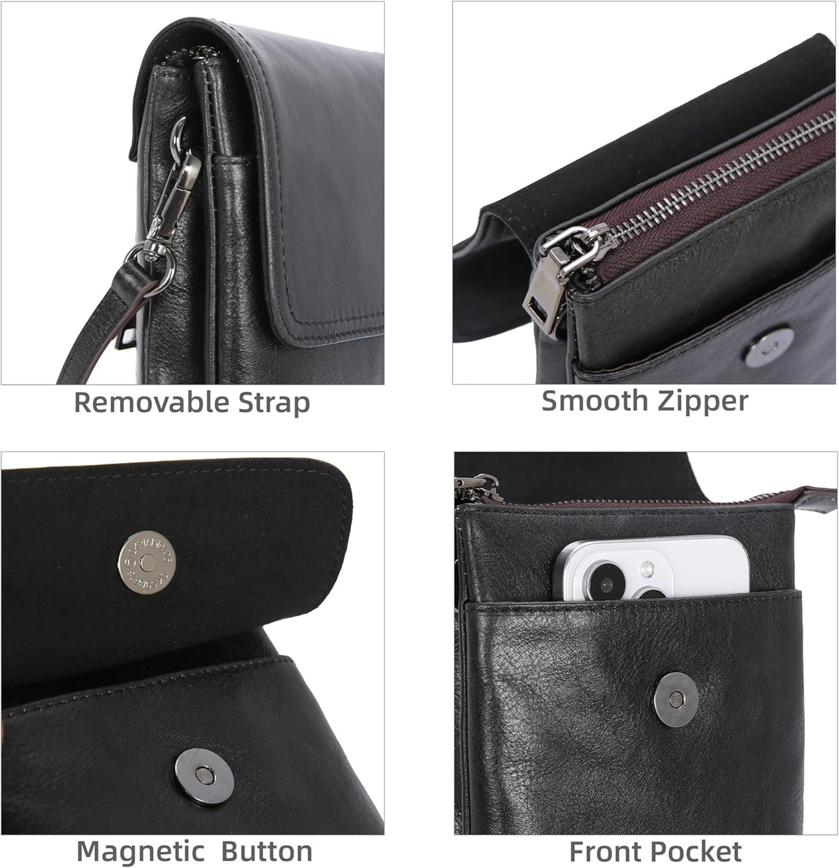 Rfid Blocking Small Crossbody Bag for Women Travel Classic Style | Genuine Leather，Adjustable Shoulder Strap,Fits 6.9" Phone,Anti-Theft Purse,Perfect for Daily Use and Weekend Travel