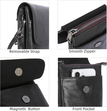 Rfid Blocking Small Crossbody Bag for Women Travel Classic Style | Genuine Leather，Adjustable Shoulder Strap,Fits 6.9" Phone,Anti-Theft Purse,Perfect for Daily Use and Weekend Travel
